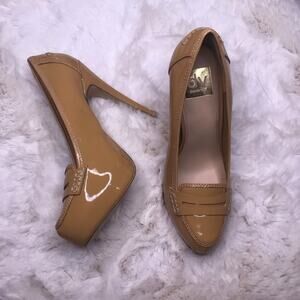 Dolce Vita Bridgette Platform Penny Loafer Stiletto Heel Nude Patent Leather 6.5